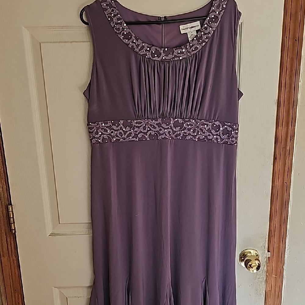 Purple Sleeveless Dress with Embellished Neckline